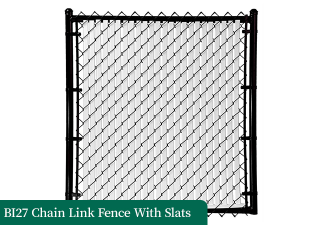 Chain link fence with slats